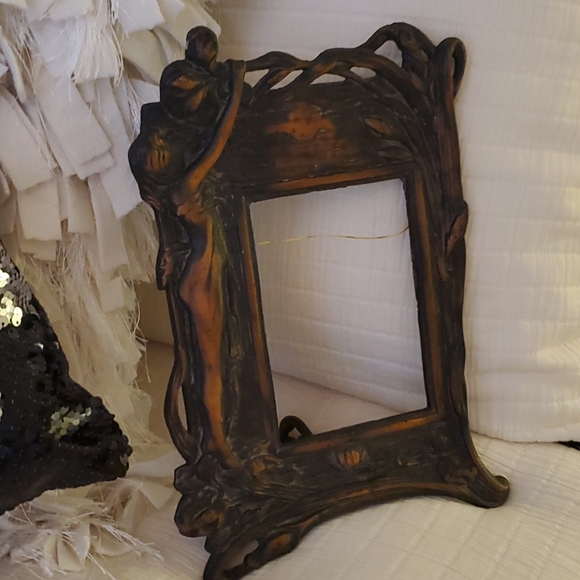 19c.Antique Art Nouveau Copper Naked Lady Unique Picture Frame - Picture 3 of 3